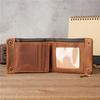 1147 Vintage Minimalist Crazy Horse Leather Wallet - Distressed Cowhide Zipper Design for Men & Women.
