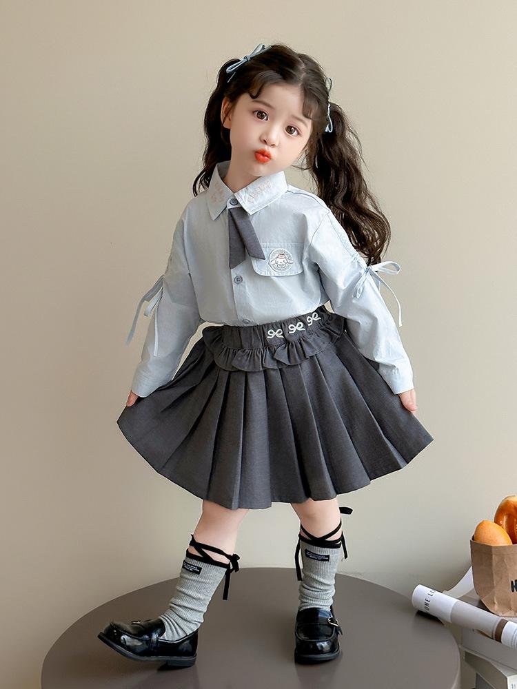 

2025 New Girls College Style Vest & JK Skirt Set - Spring/Autumn Fashion 140 cm