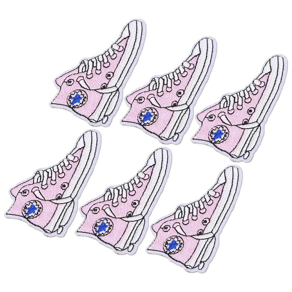6pcs Patches Shoe Pattern DIY Making Cotton Material Removable 4.3x7.1cm 1.7x2.8in Embroidered Patch for Household