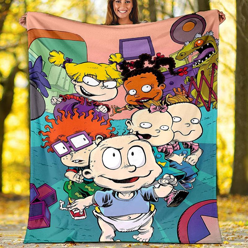 1pc Rugrats in paris1 Theme Blanket - Digital Print, Polyester, Cozy for All Seasons, Perfect for Outdoor, Camping, and Travel