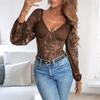 2026 European & American V-Neck Lace Sexy Bodysuit for Women