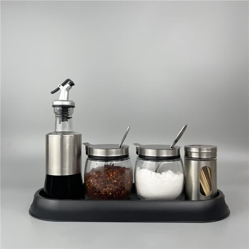 Glass Condiment Dispenser Set