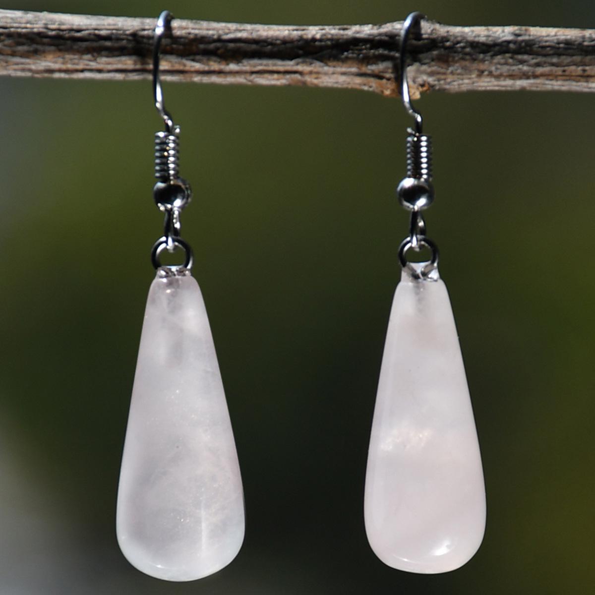 

Vintage Amethyst & Jade Water Drop Earrings - Hanfu and National Style Accessories