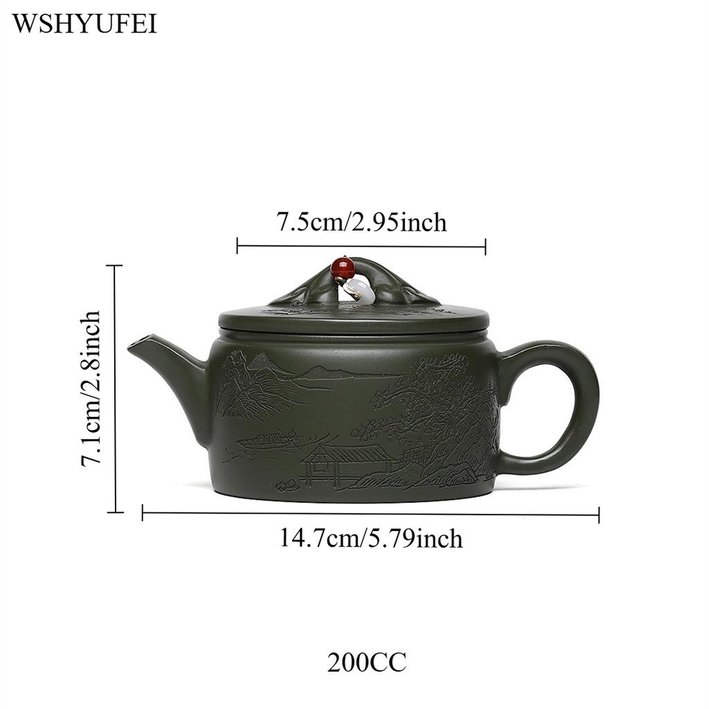 14,7x7,1cm/220cc ručně vyráběná fialová hliněná konvička originální minerální zelené bahno zenová čajová konvička Kung Fu čajový set čínská čajová konvička 10 otvorů
