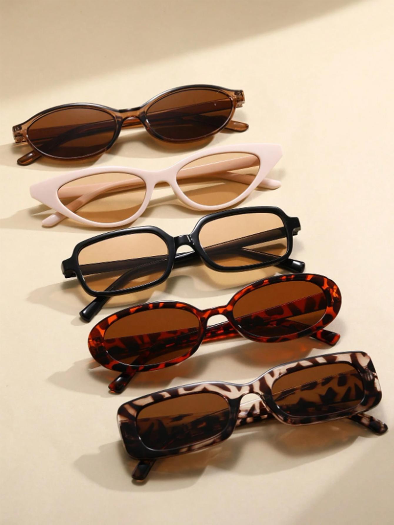 5Pcs Retro Fashion Mixed-Style Frame Sunglasses Set, Offering a Variety of Gentle, Cool, and Versatile Looks