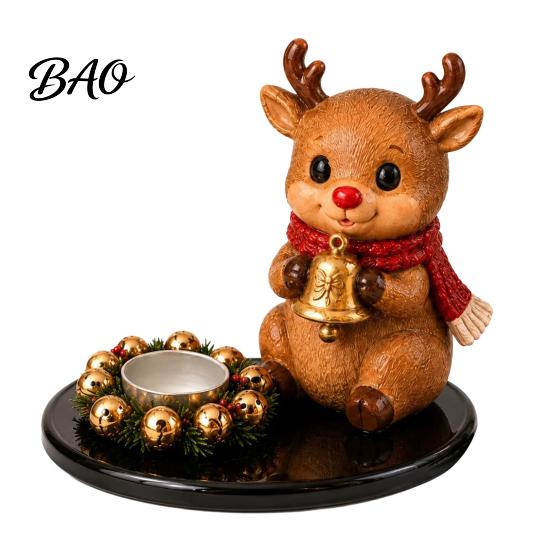 Xmas Living Room Decor Christmas Candle Holder, Cute Santa Claus/Snowman/Elf Boy/Gingerbread Tealight Resin Indoor Holiday Display Tabletop