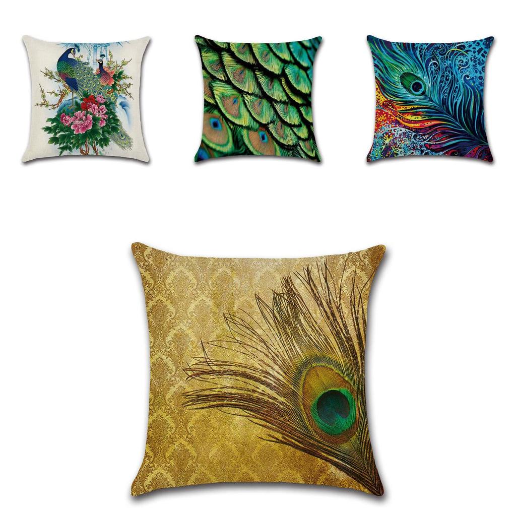 Elegant Peacock Feathers Sofa Bed Car Home Decoration Pillow Case For Stylish Interiors