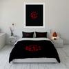 Black Bedding Set with Red Geometric Design Bedding Set (1 Duvet Cover, 2 Pillowcases, Duvet Not Included)