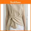 Polyester Sleeveless Tiefront Blouse For Casual Women Summer Fashion