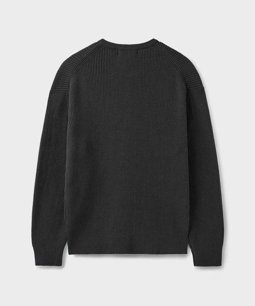 Beulaendideu Hard Twist Ribbed Henley Neck Knit [Graphite]
