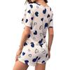 Women's Loose Fit Loungewear Set Short Sleeve Heart Print Top Elastic Waist Shorts