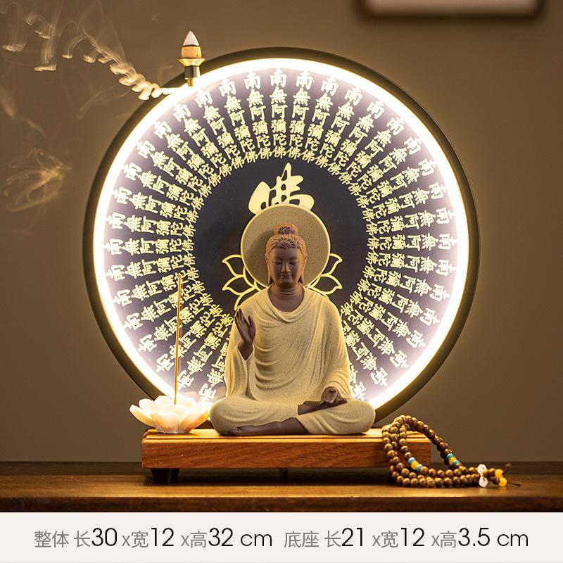 Buda Heykeli Tathagata Buda Figürü Sakyamuni Büyük Buda Heykeli Seramik Lamba Çemberi Tütsülük İçin Özelleştirilmiş Sundurma Ev Dekorasyonu