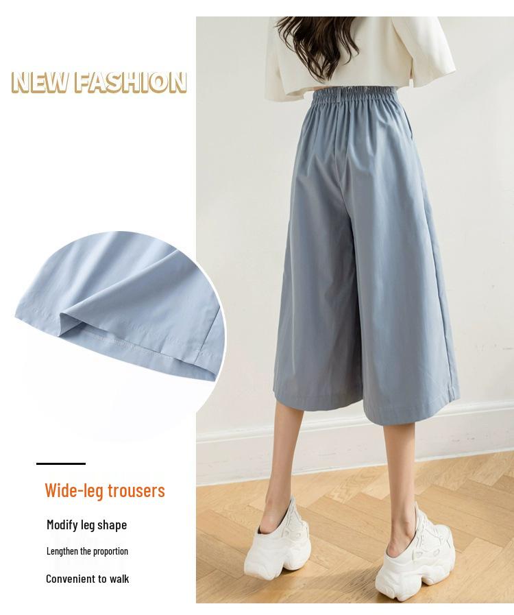 Women's High-Waisted 3/4 Length Korean Style Wide-Leg Culottes - Summer 2026 Fashion, Casual, Loose, Versatile, and Thin.