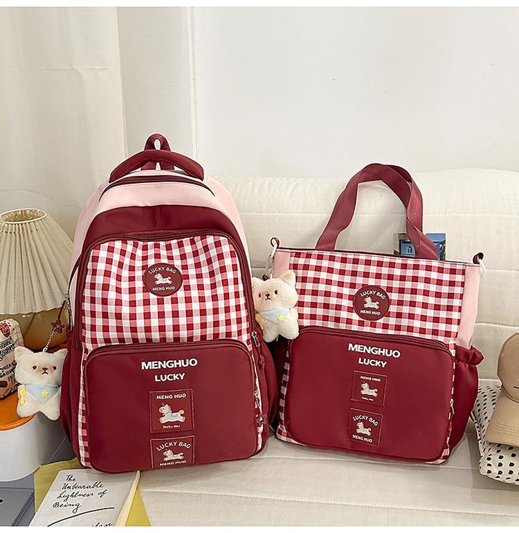 Schoolbag Girl Small Fresh Junior High School Student Schoolbag Ins Style Pattern Cute Lightweight Campus Backpack Versatile Tutoring Bag