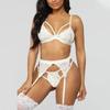 Lace Nightwear Garter Belt Thong Bra Set for Women Exquisite and Tempting
