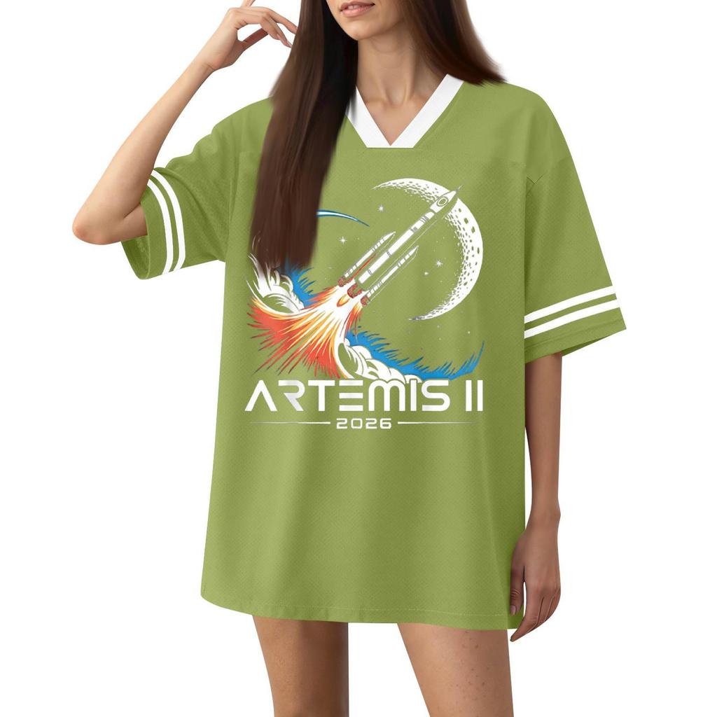 Womens V Neck Short Sleeve Sports Jersey T Shirt Loose Fit Graphic Printed Athletic Top Casual Wear