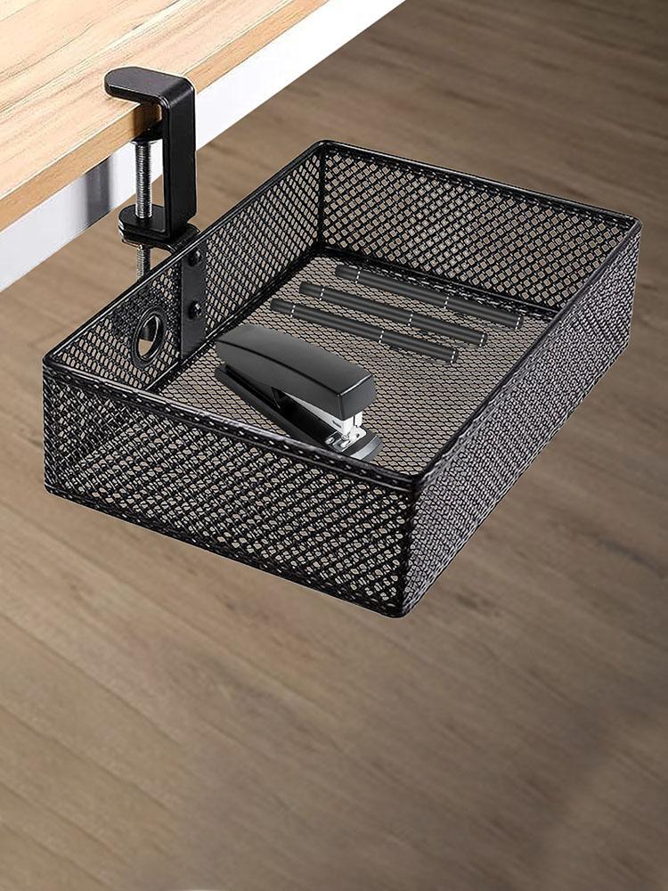 Hiddens Schreibtisch-Organizer 360 Grad drehbarer Aufbewahrungskorb Ohne Bohren Hiddens Metall-Aufbewahrungskorb Schreibtisch-Aufbewahrungs-Organizer
