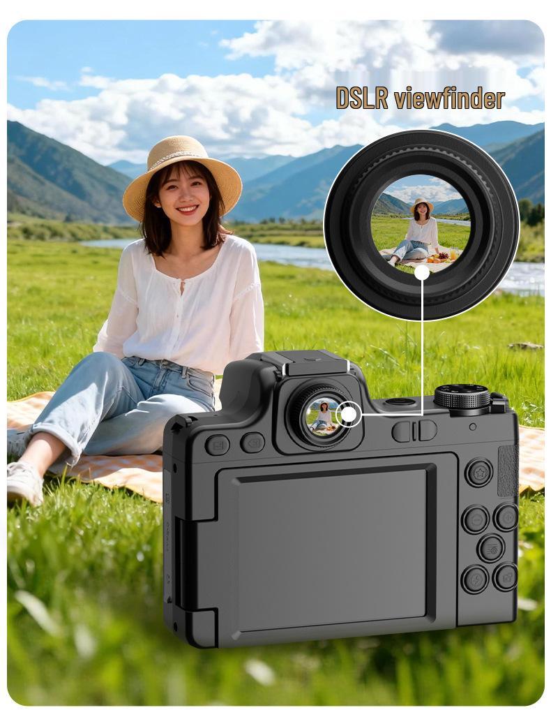 DC101 68MP Mirrorless Camera with Flip Screen and Viewfinder Knob