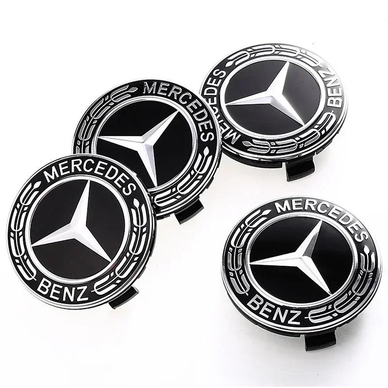 

C200 E200 For Mercedes Benz 4PCS 75mm Metal Emblem Car Wheel Center Hub Cap Cover Badge For Mercedes Benz AMG GLK GLE GLC W203 W