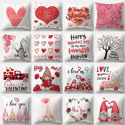 45*45cm Rot Rosa Herz Kissenbezug Heimdeko Sitz Wohnzimmer Sofa Kissenbezug Valentinstag Liebe Kissenbezug