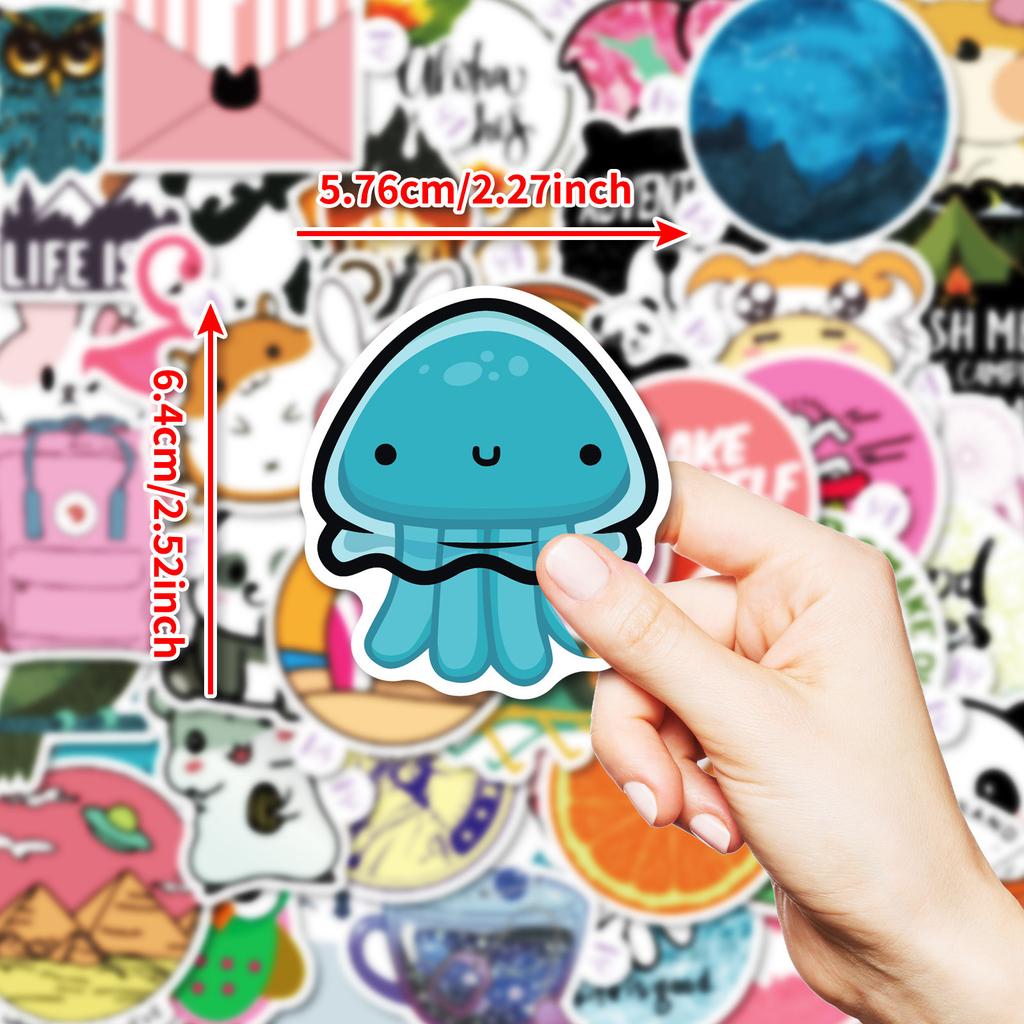 50 High-Value Creative Easy-To-Tear Small Ear Series Graffiti Stickers Cute Jellyfish Decorative Stickers