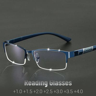 Metall Anti-blått lys Lesebriller Langsynte briller Menn Business Eyewear Dioptri 0 +1,0 +1,5 +2,0 +2,5 +3,0 +3,5 +4,0