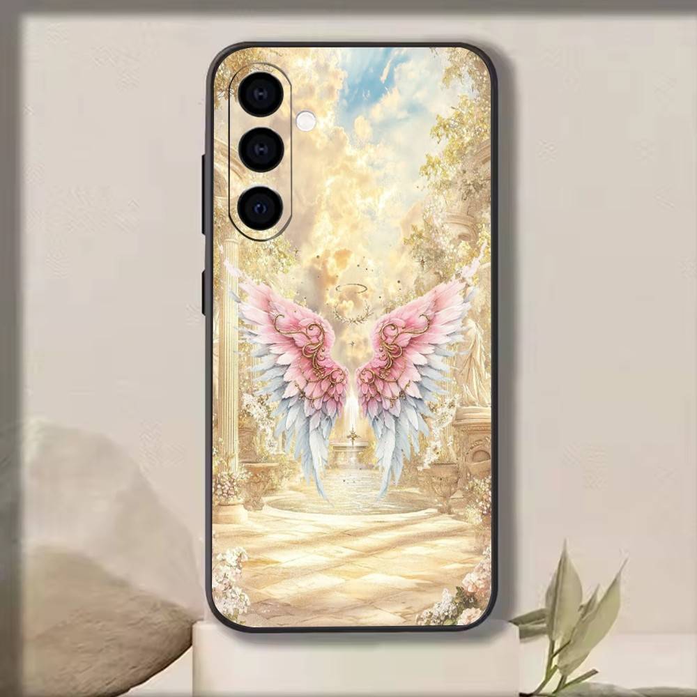 Angel Wing Phone Case For Samsung Galaxy A73,A72,A71,A70,A53,A52,A51,Soft Silicone Black Cover