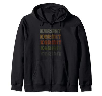 Love Heart Kermit Black Kermit Zip Hoodie T-Shirt, Grunge/Vintage Style,