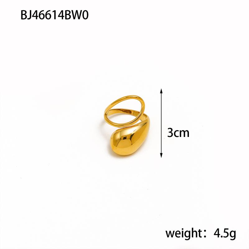 CARLIDANA Jewelry Water Drop Stainless Steel Open Ring Plated 14K Gold Color for Women's Personalized Exaggerated Ring Wholesale