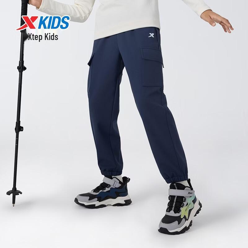 Xtep Kids Winter Fleece-Lined Windproof Cargo Pants