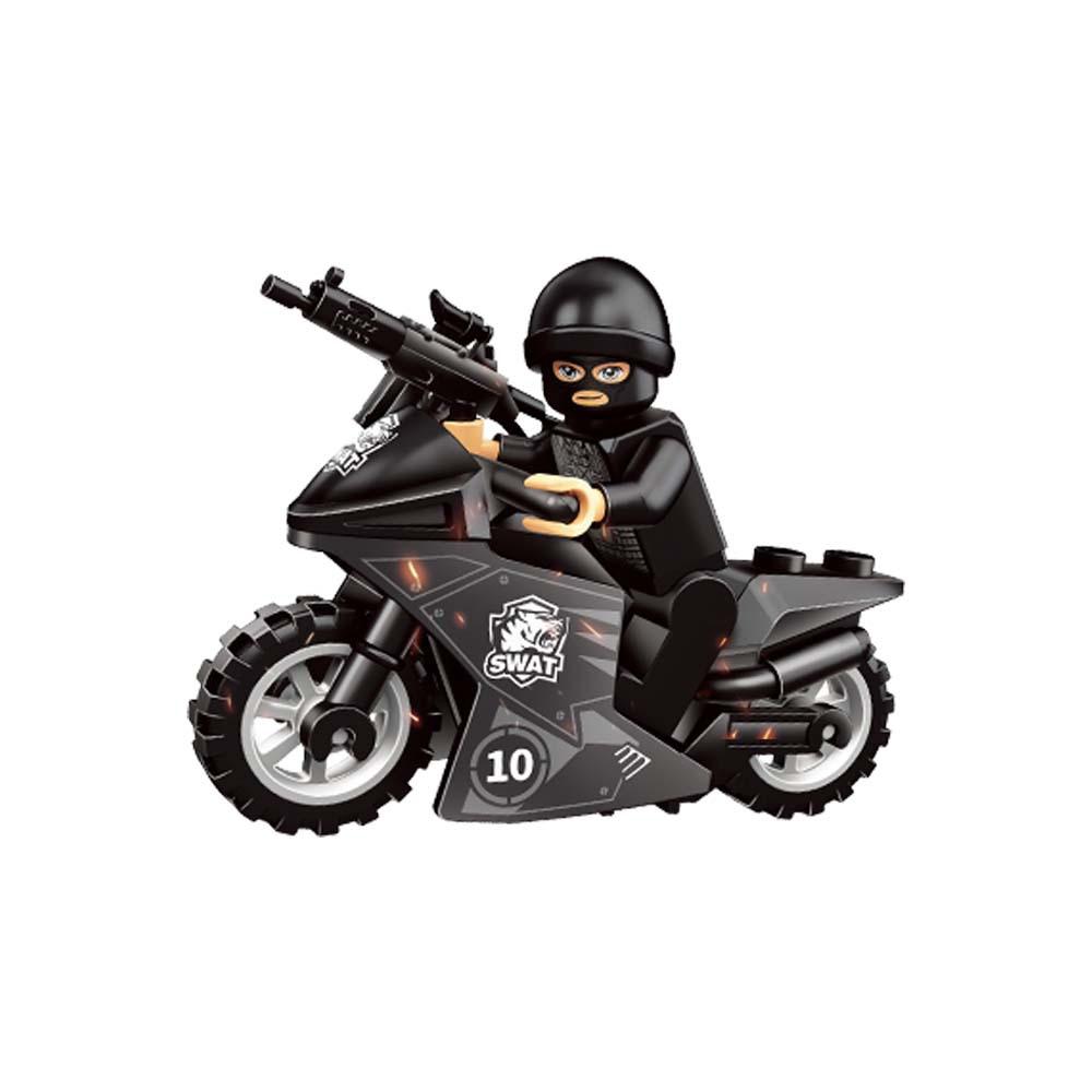 Protiteroristické speciální síly Kompatibilní Malé částice Stavebnice Minifigurky Hračka Motocykl Policejní auto Děti Chlapec Sestavení