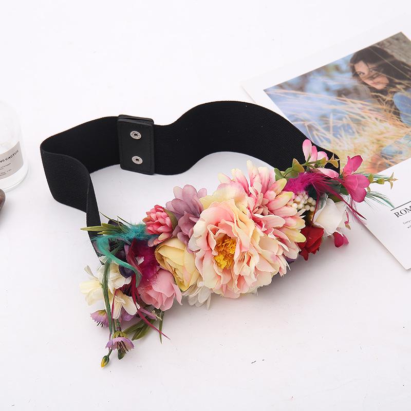 Bridal Feather Flower Elastic Waistband Accessory