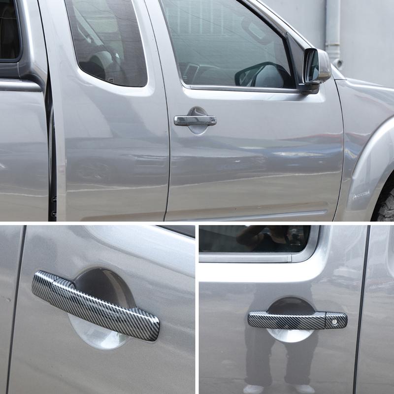 4x ABS plastic carbon fiber Door handle Protective covering Cover Trim Suitable for Nissan Navara D40 Frontier 2005-2015 -