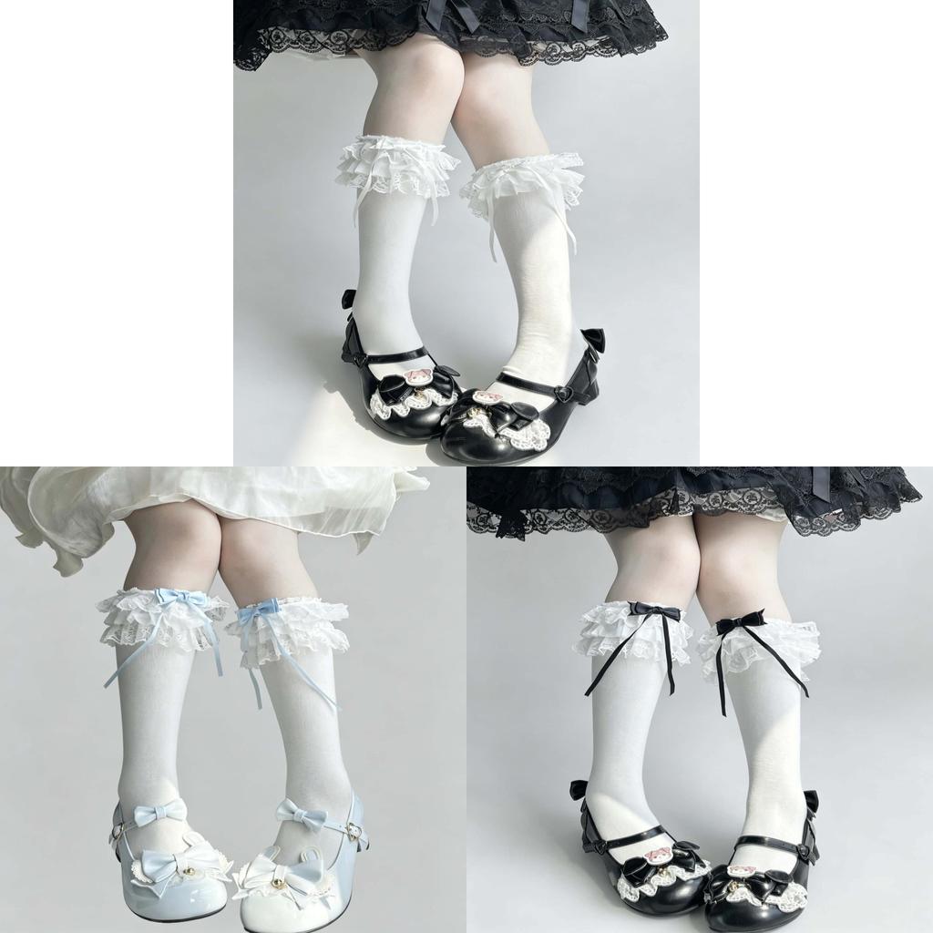 Japanese Lolita Cotton Ankle Socks With Lace Bows For Summer Comfort