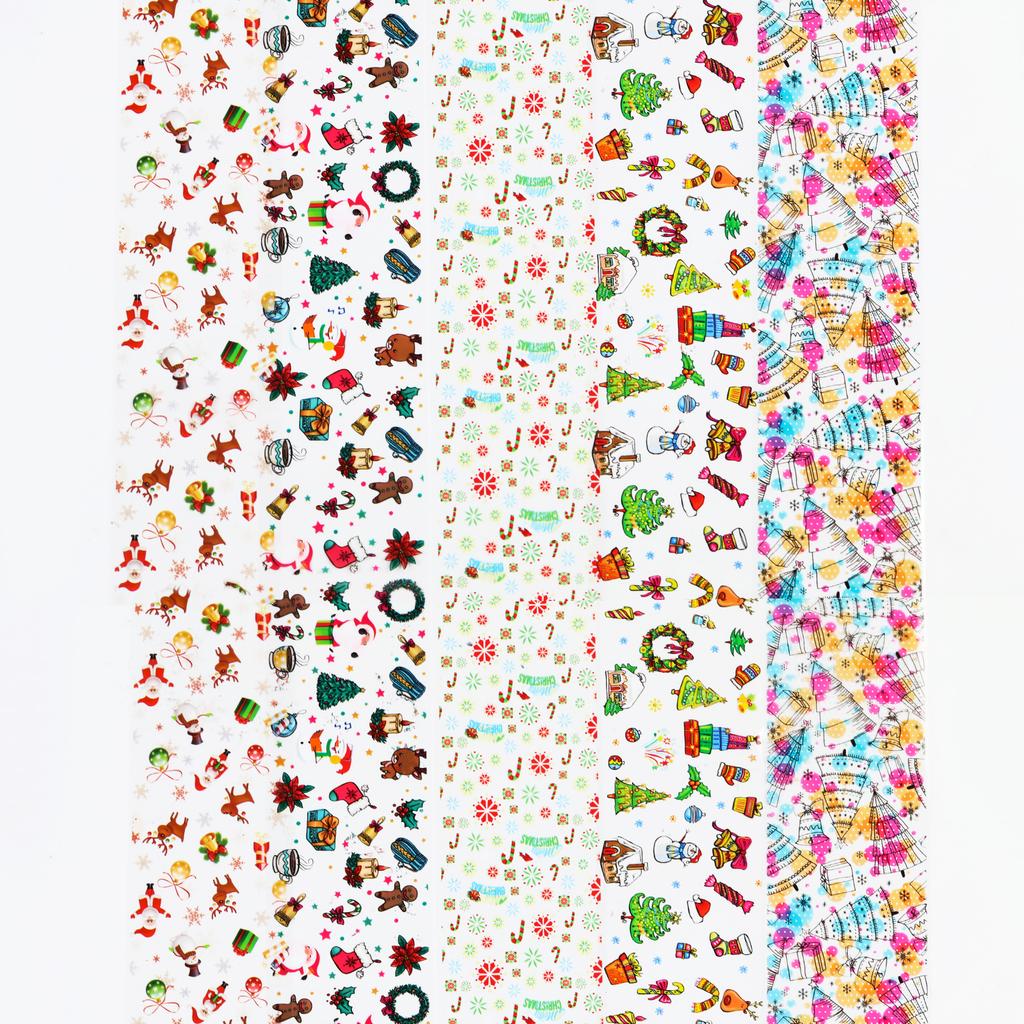 10 Rolls Boxed Christmas Nail Transfer Foil Paper Sticker Boots Santa Hat Snowflake Nail Art Foils DIY Kawaii Nail Decal