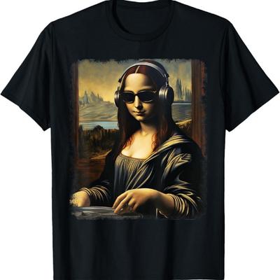 Mona Lisa jako DJ  Trendy Estetické Streetwearové Tričko