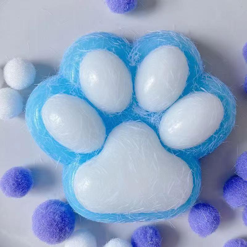 Pinchable Plush Cat Paw Stress Relief Toy - Flocked Decompression for Girls