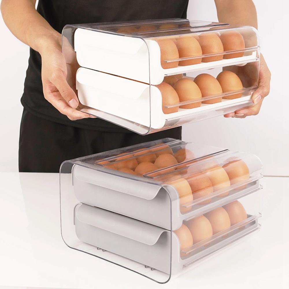 J1UL1N Drawer Type Egg Storage Box Refrigerator Fresh Keeping Egg Finishing Artifact Kitchen Thickened Large Capacity