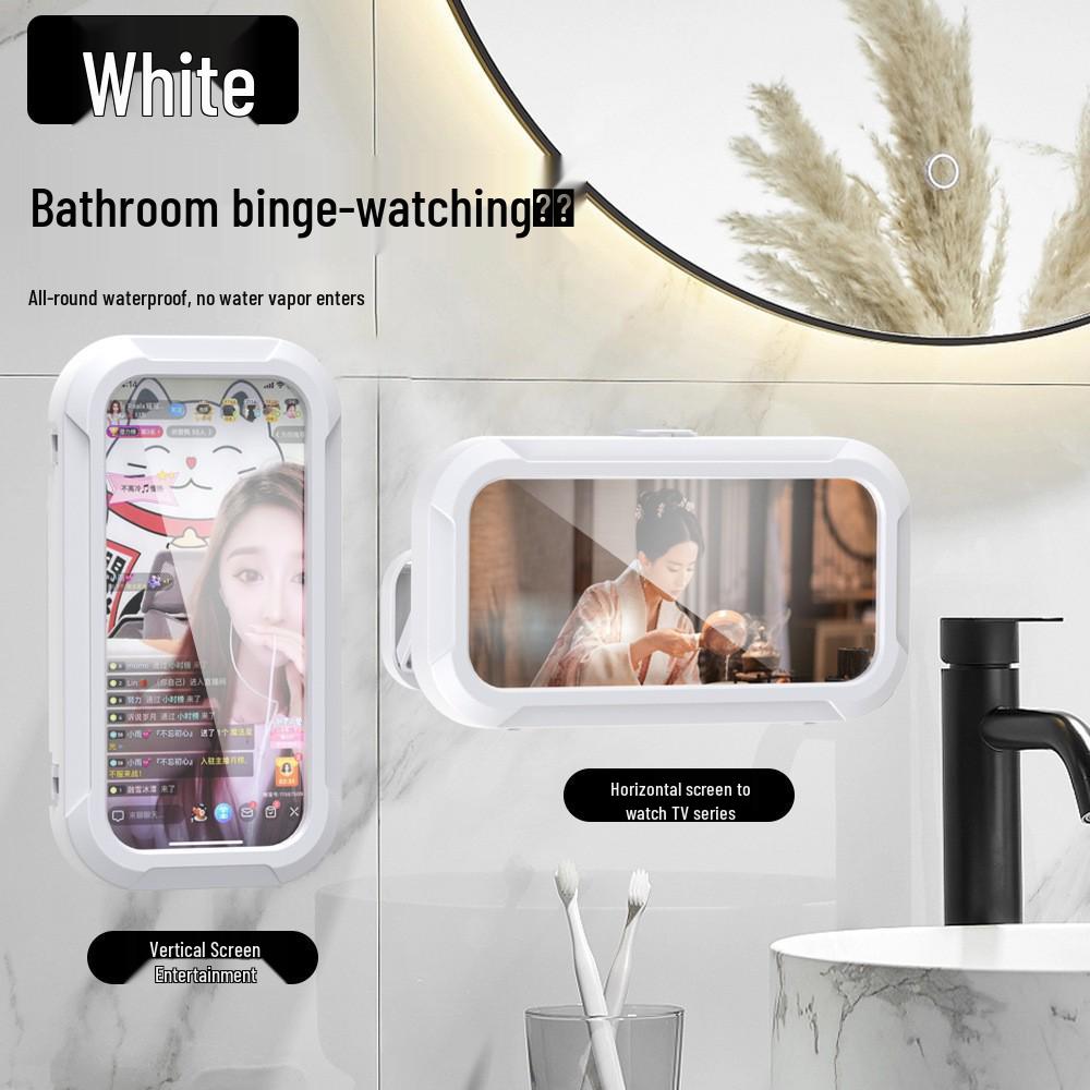 

Водонепроникний та захищений від запотівання настінний тримач для телефону, ідеальний для ванних кімнат та кухонь - Обертається на 360°, без перфорації.