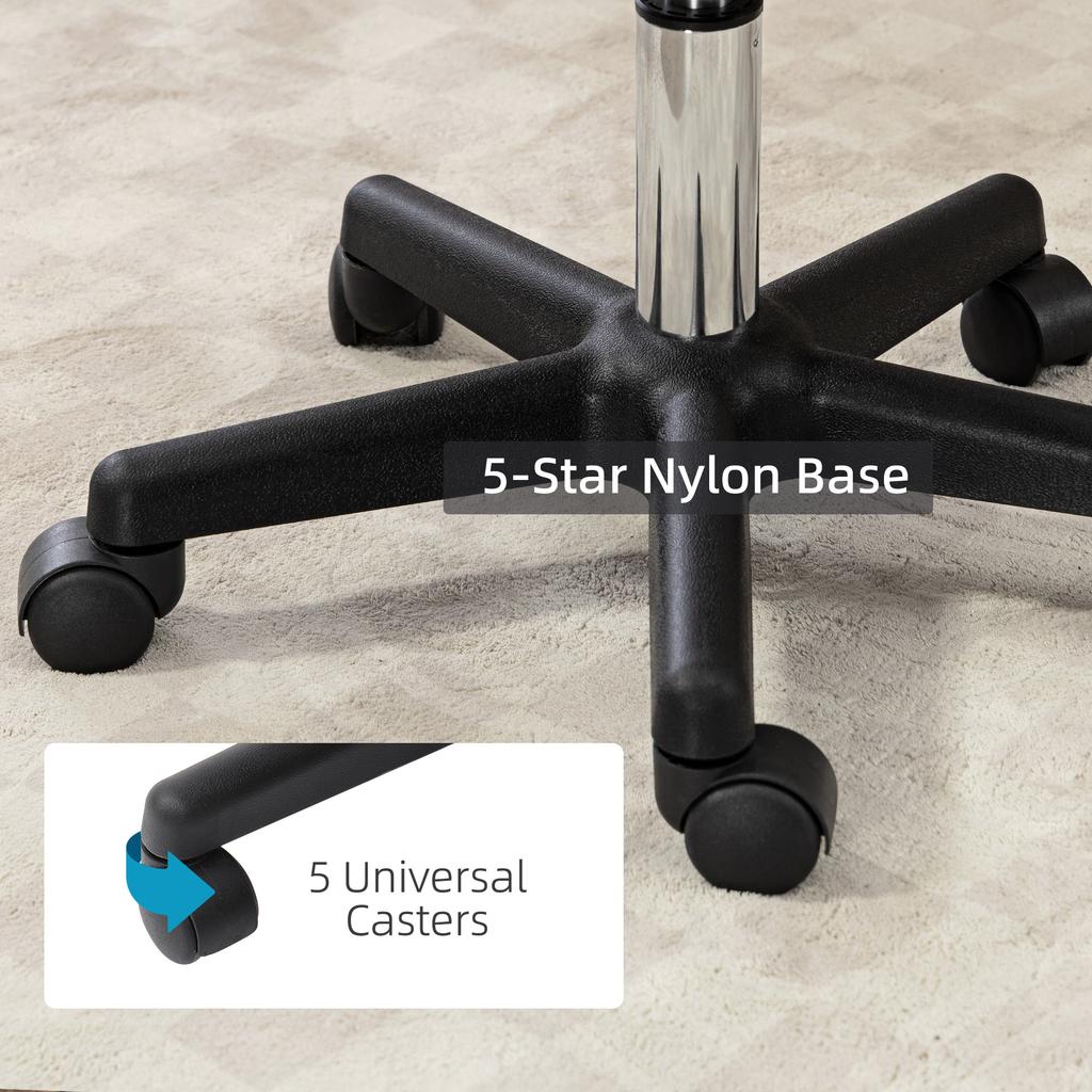 Beautician S Swivel Salon Chair With Padded Seat Back 5 Wheels Adjustable Height Salon Hairdressers Tattoo Spa Rolling Cushion Professional 48cm