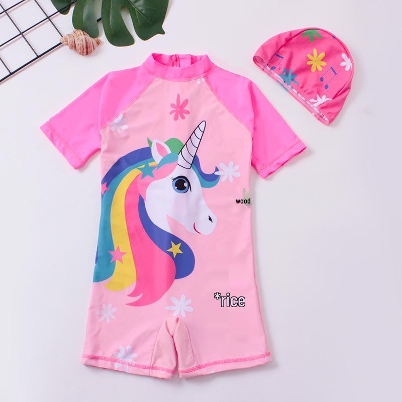 

Cartoon Print Toddler & Girls One-Piece Swimsuit M рожевий
