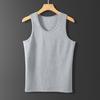 Gilet Homme Col Rond Sans Manches Coupe Ajustée Débardeurs Doux Respirant Hauts à Superposer Sensation Sans Couture Gilet Basique Tenue Quotidienne