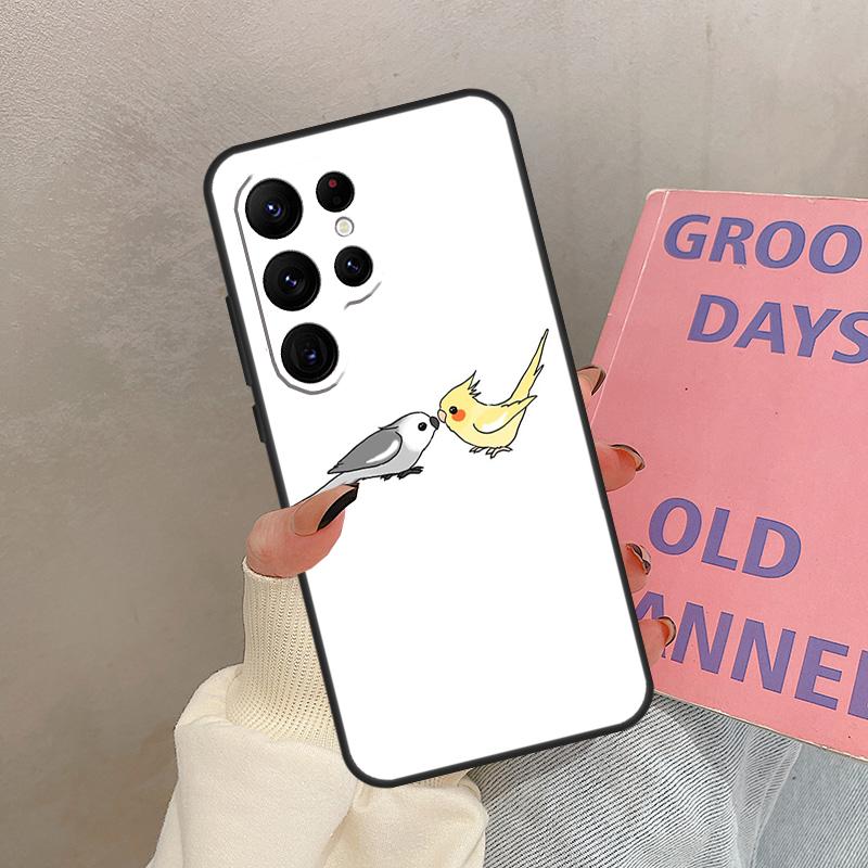 Cartoon Animal Chubby Cockatiel Case For Samsung Galaxy S25 Ultra S20 S21 S22 S23 S24 Ultra S9 S10 Plus S25 FE Cover Coque