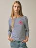 [mardimercredi] SLIM TSHIRT 3/4 SLEEVE STRIPE_BLUE RED