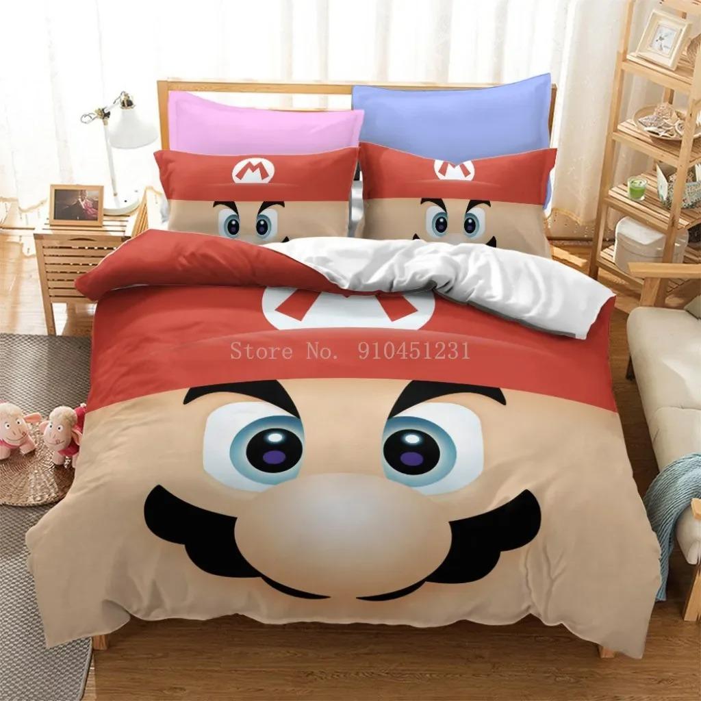 Super Mario Duvet Cover Set Comfortable and Warm Bedding Set for Decorating Your Bedroom and Enhancing Home Life for Teens Gifts