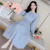 Goddess Style Slimming Ruffled Floral Tea-length Dress