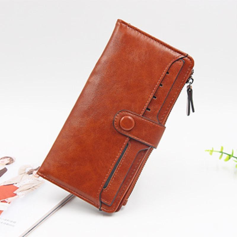 

Кошелек женский длинный стиль большой емкости женская сумка складной кошелек коричневый