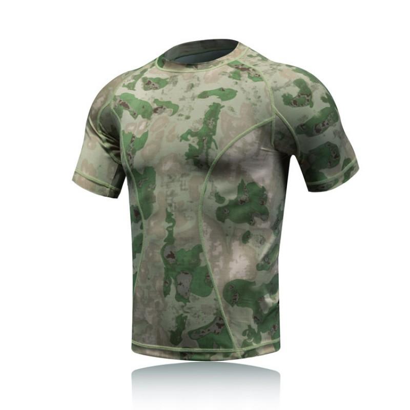 A-TACS FG Camo Tactical T-Shirt Men Women Quick-Dry Compression Fitness Tee Running Gym Hiking Cycling