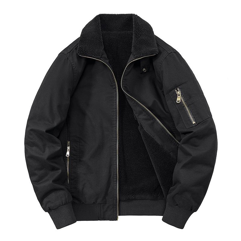 Men's Winter Plus Velvet Pilot Jacket Coat - Thickened Large Size Workwear Lapel Cotton Jacket