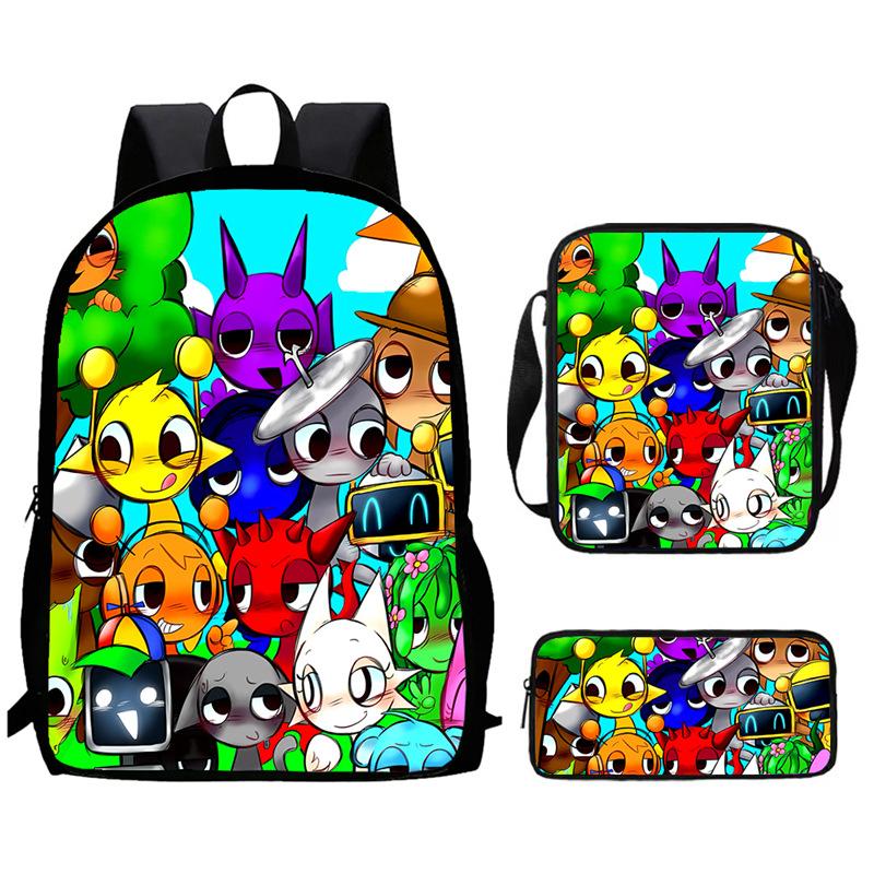 Sprunki Rhythm Box, Game Anime Backpack, Student Schoolbag, Computer Bag